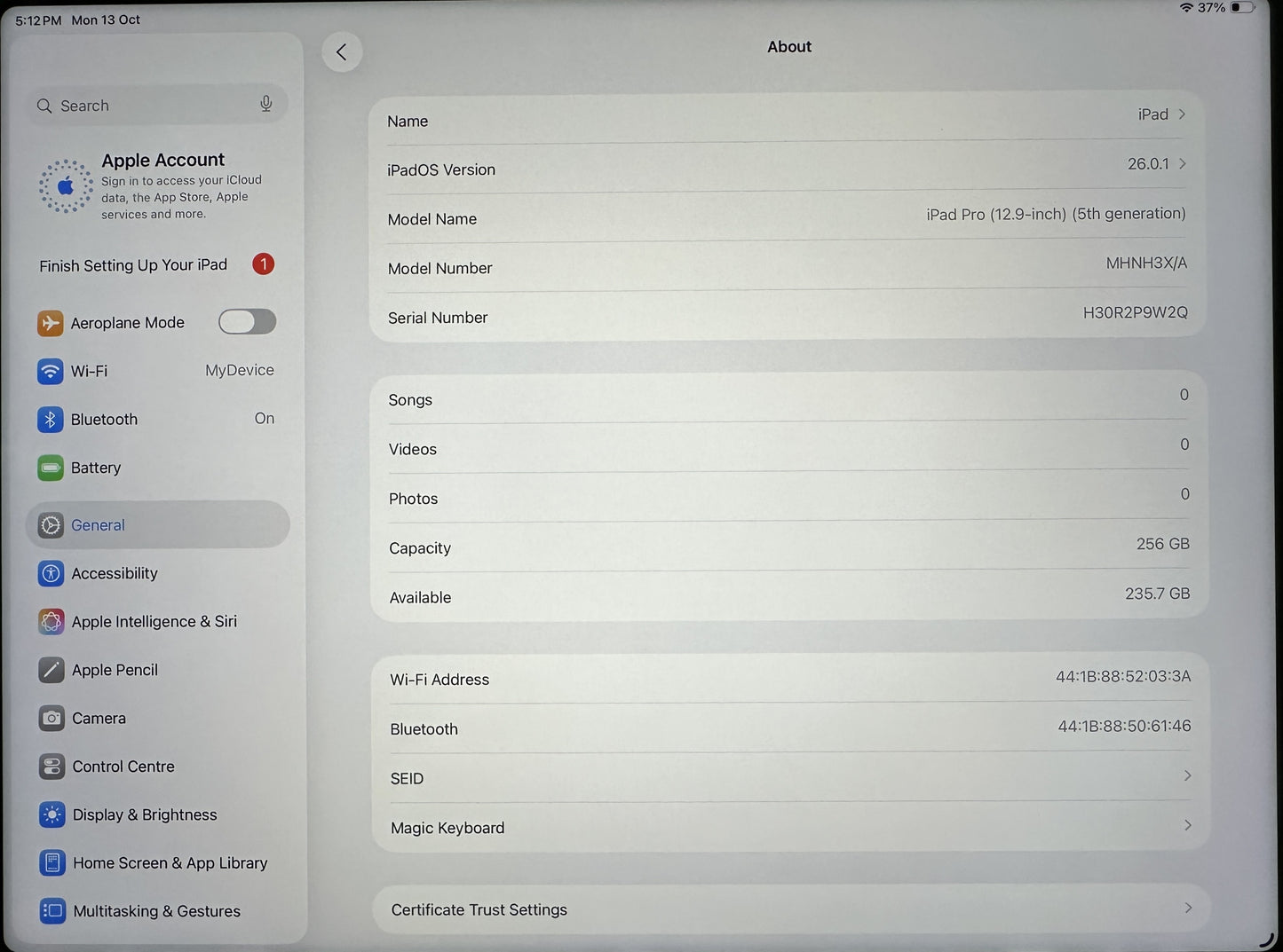 iPad Pro 5th Generation 12.9" (WIFI) with Apple Magic Keyboard for iPad PRO