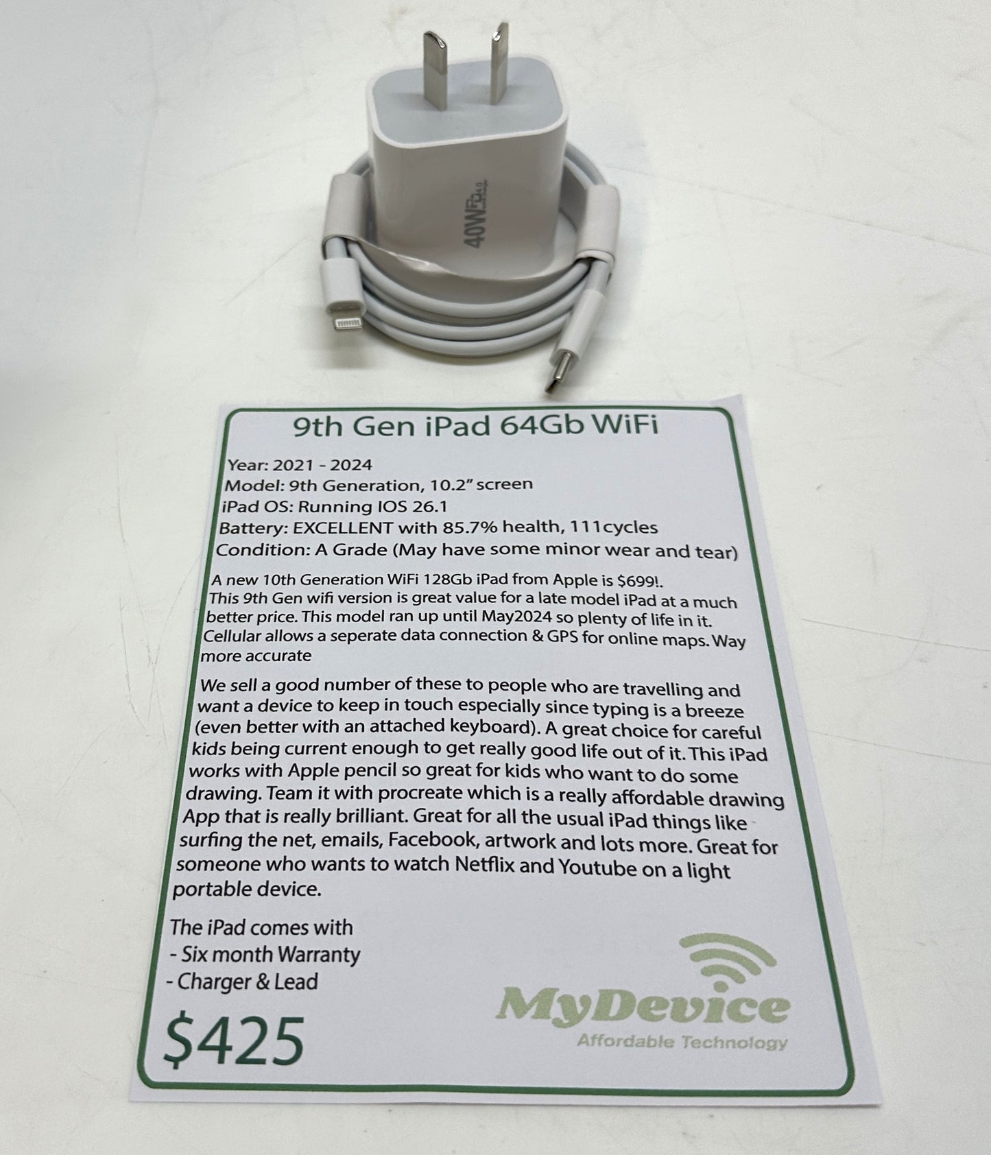 iPad 9th Gen 64gb - WiFi