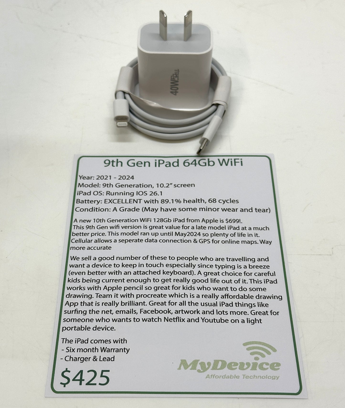 iPad 9th Gen 64gb - WiFi