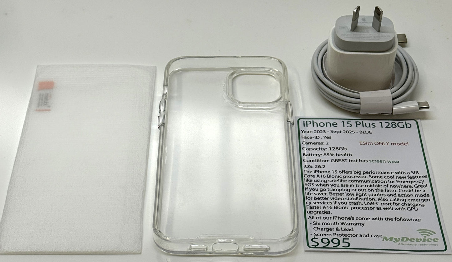 iPhone 15 PLUS 128gb  eSIM ONLY model