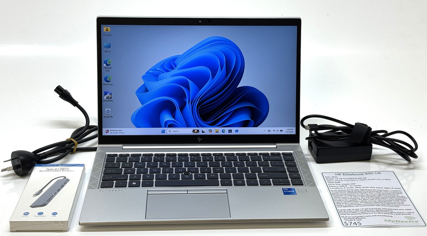 14" HP EliteBook 840 G8 Laptop with LTE